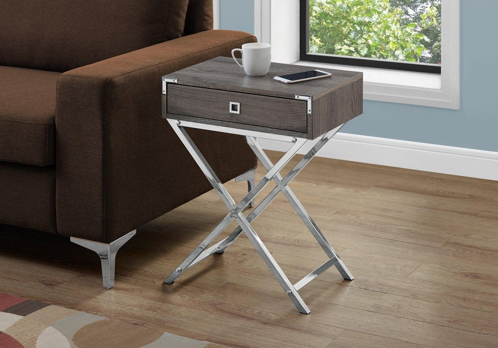 24" Black And Gray Wood And Metal End Table With Drawer HomeRoots