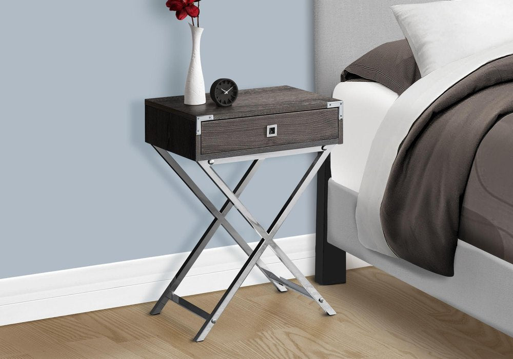 24" Black And Gray Wood And Metal End Table With Drawer HomeRoots