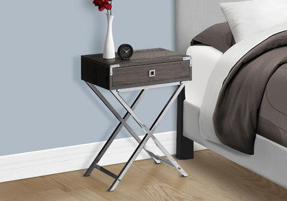 24" Black And Gray Wood And Metal End Table With Drawer HomeRoots