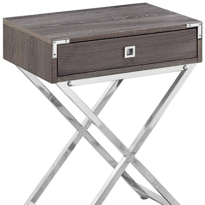 24" Black And Gray Wood And Metal End Table With Drawer HomeRoots