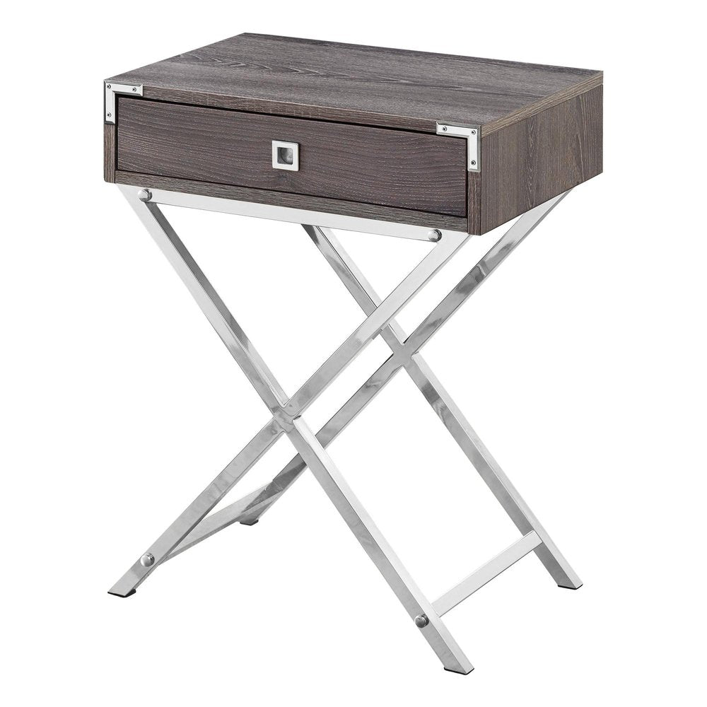 24" Black And Gray Wood And Metal End Table With Drawer HomeRoots