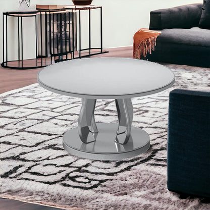 36" Silver Mirrored Round Mirrored Coffee Table - FurniFindUSA
