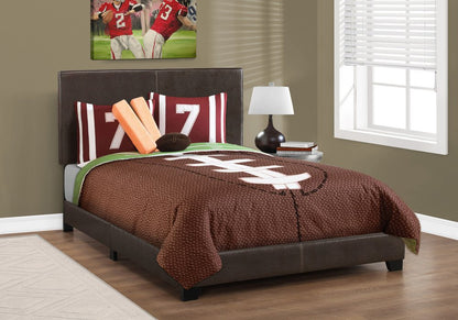 Brown Solid and Manufactured Wood Full Upholstered Faux Leather Bed Frame HomeRoots