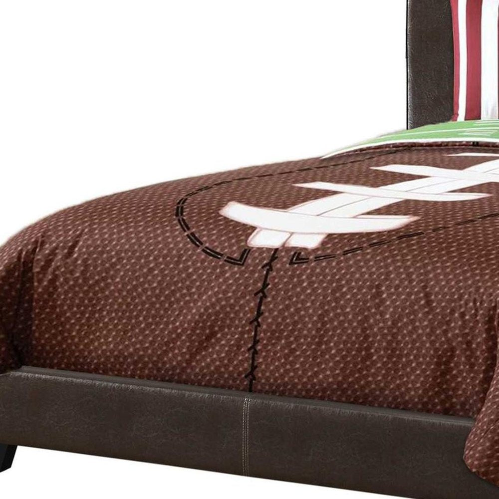 Brown Solid and Manufactured Wood Full Upholstered Faux Leather Bed Frame HomeRoots