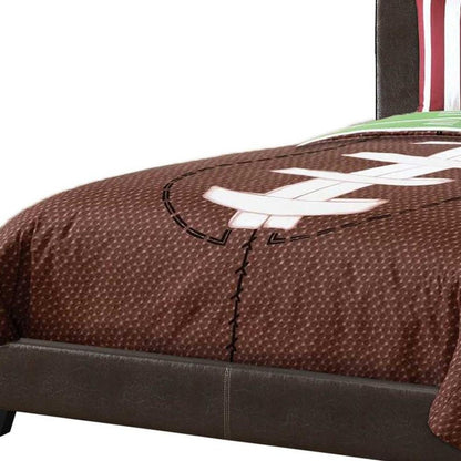 Brown Solid and Manufactured Wood Full Upholstered Faux Leather Bed Frame HomeRoots