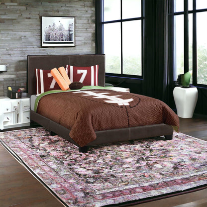 Full Size Rich Dark Brown Leather Look Bed - FurniFindUSA