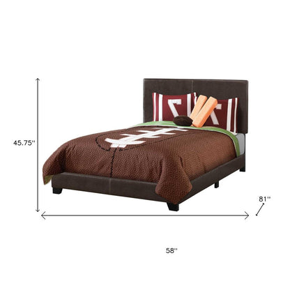 Brown Solid and Manufactured Wood Full Upholstered Faux Leather Bed Frame HomeRoots