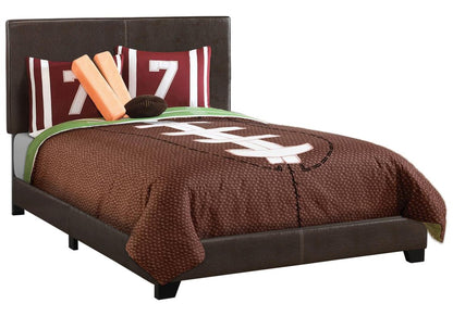 Brown Solid and Manufactured Wood Full Upholstered Faux Leather Bed Frame HomeRoots