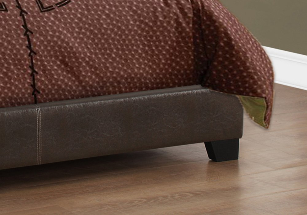 Brown Solid and Manufactured Wood Full Upholstered Faux Leather Bed Frame HomeRoots