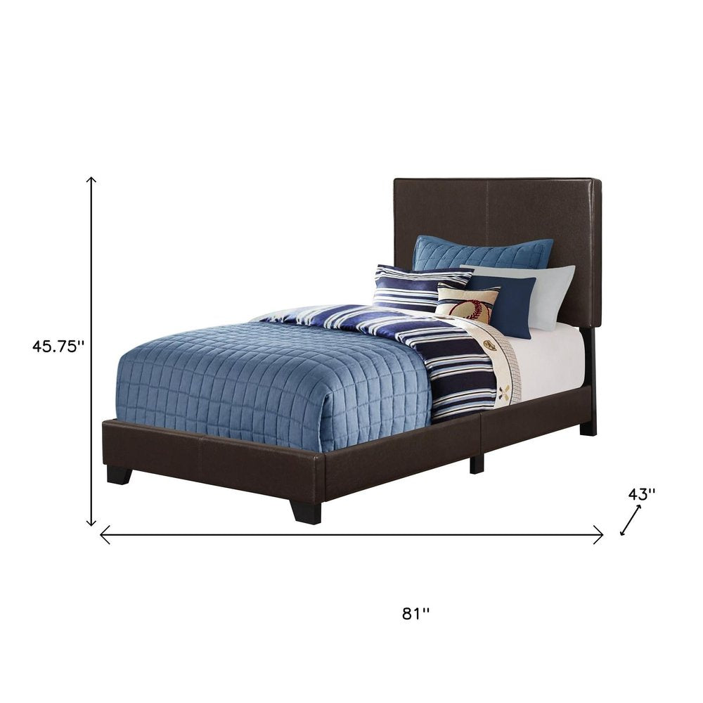 Brown Solid Wood Twin Upholstered Faux Leather Bed Frame HomeRoots
