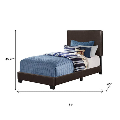 Brown Solid Wood Twin Upholstered Faux Leather Bed Frame HomeRoots