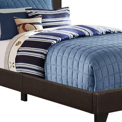 Brown Solid Wood Twin Upholstered Faux Leather Bed Frame HomeRoots