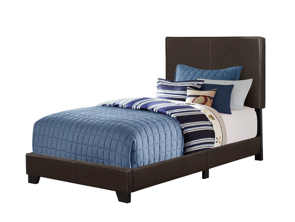 Brown Solid Wood Twin Upholstered Faux Leather Bed Frame HomeRoots