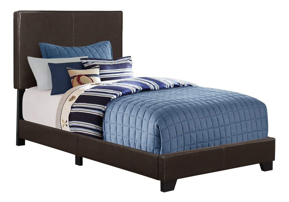 Brown Solid Wood Twin Upholstered Faux Leather Bed Frame HomeRoots