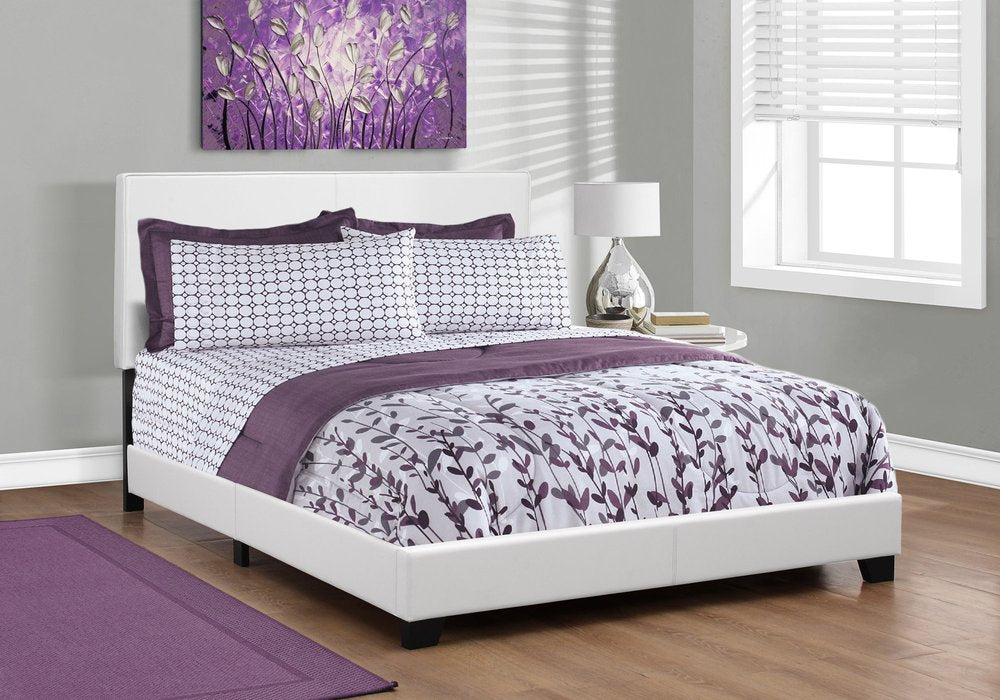 White Faux Leather Queen Bed Frame HomeRoots