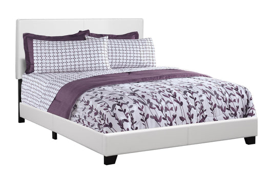White Standard Bed Upholstered With Headboard - FurniFindUSA