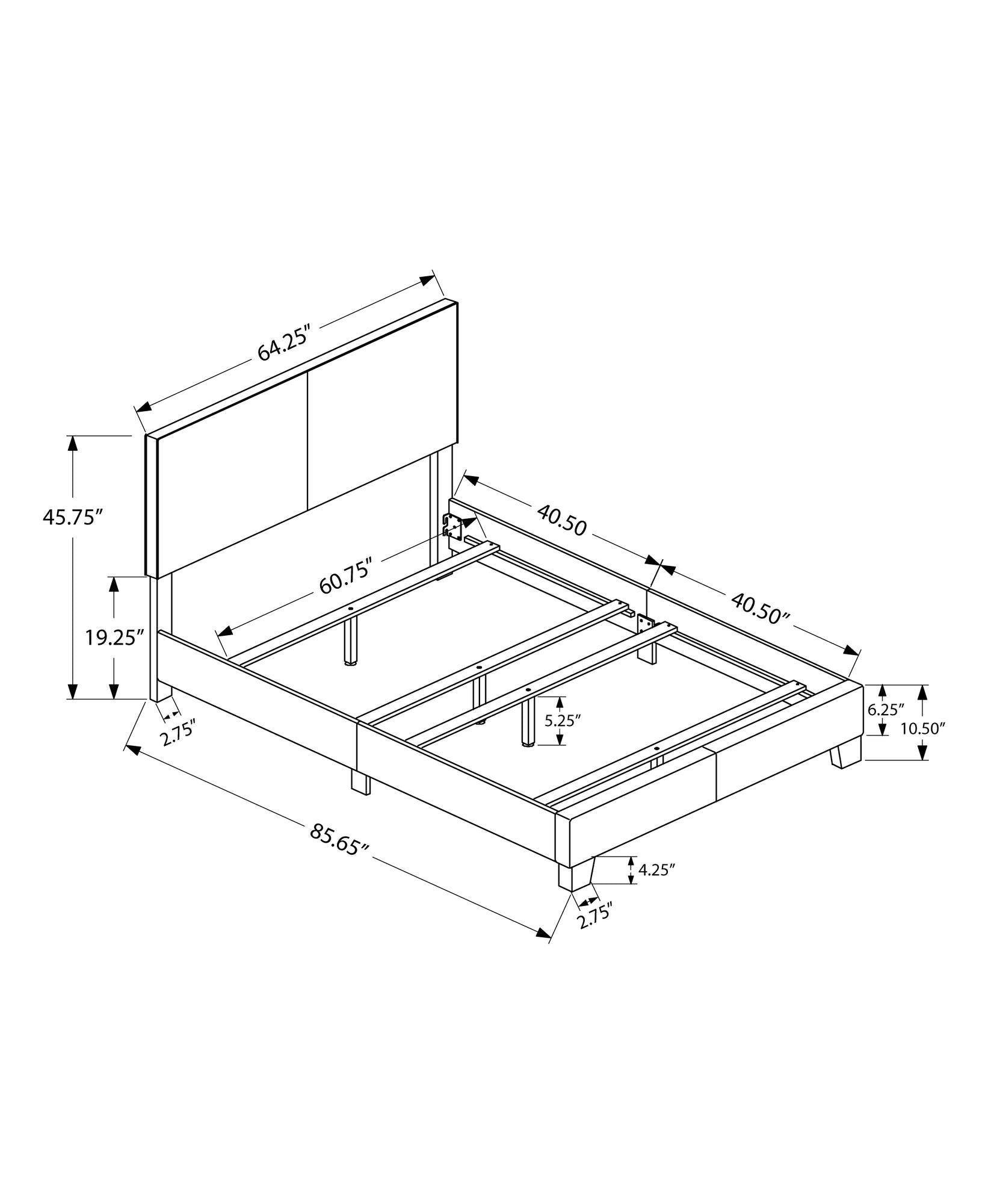 White Standard Bed Upholstered With Headboard - FurniFindUSA