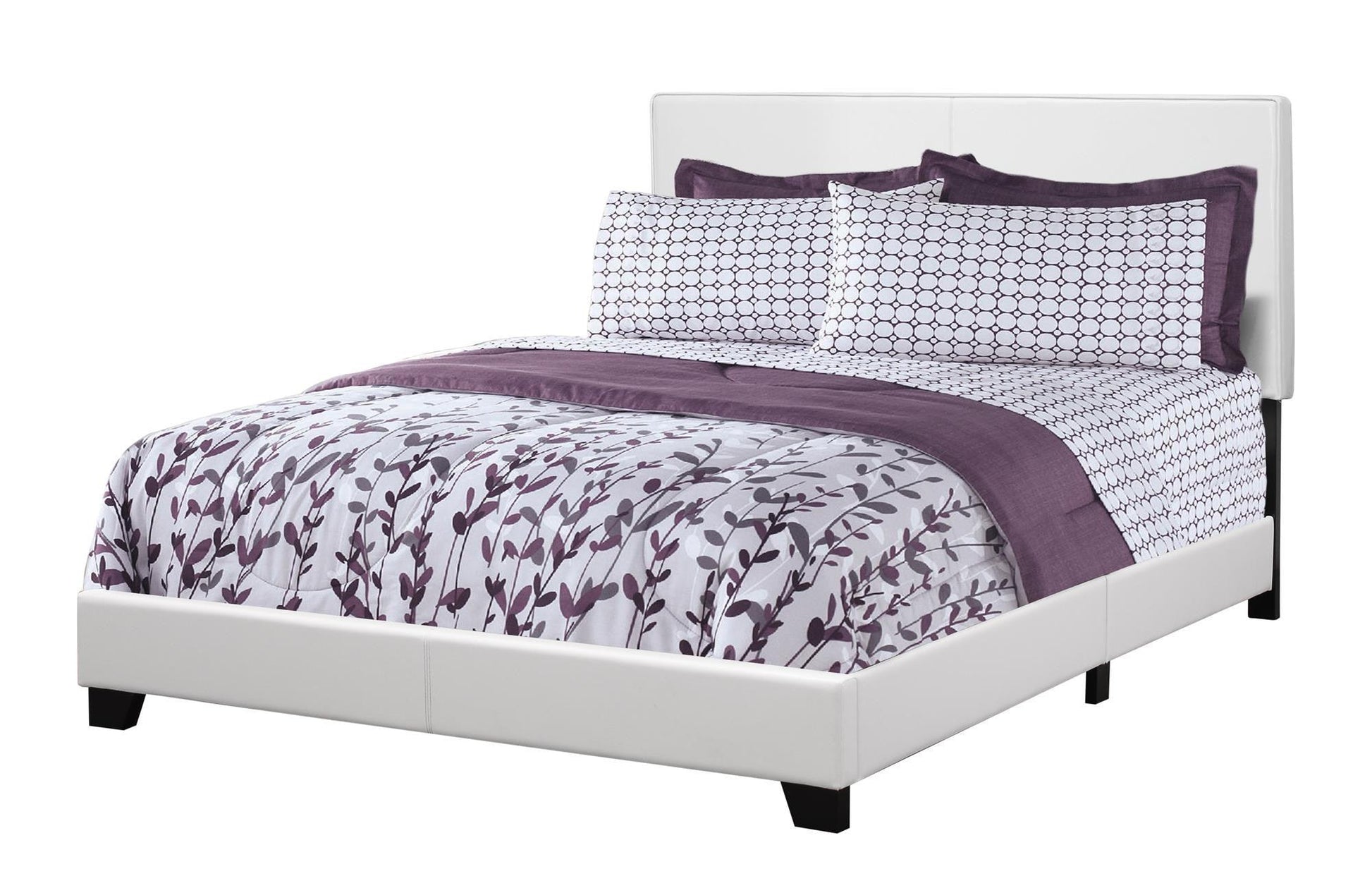 White Standard Bed Upholstered With Headboard - FurniFindUSA