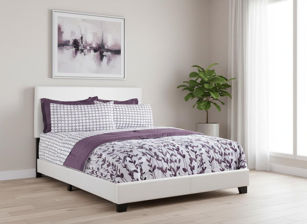 White Faux Leather Queen Bed Frame HomeRoots