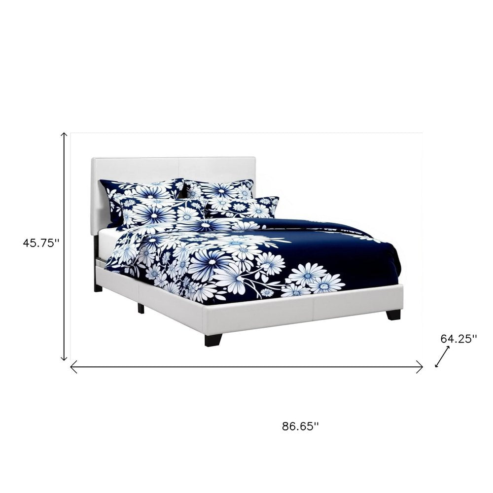 White Faux Leather Queen Bed Frame HomeRoots