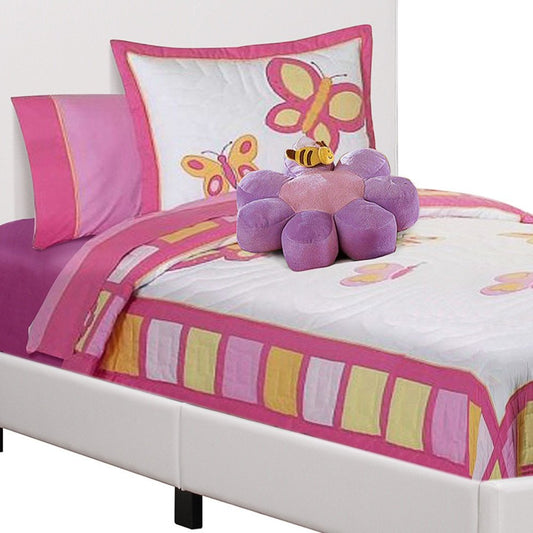 White Solid Wood Twin Upholstered Faux Leather Bed Frame HomeRoots