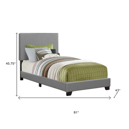 Solid Wood Twin Gray Upholstered Faux Leather Bed HomeRoots