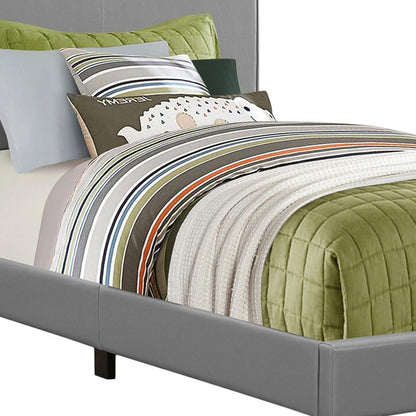 Solid Wood Twin Gray Upholstered Faux Leather Bed HomeRoots