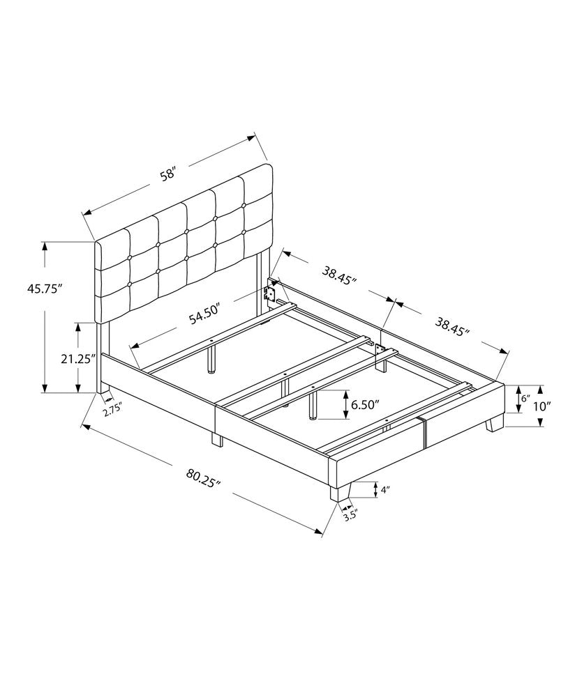 Gray Solid and Manufactured Wood Full Upholstered Linen Bed Frame HomeRoots