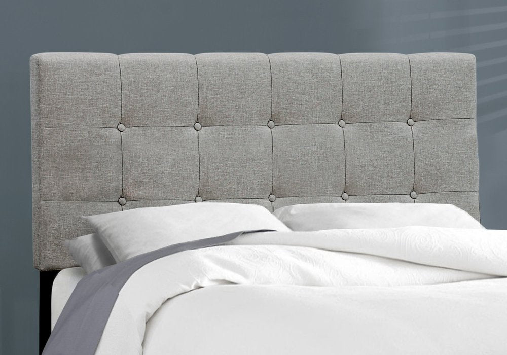 Gray Solid and Manufactured Wood Full Upholstered Linen Bed Frame HomeRoots