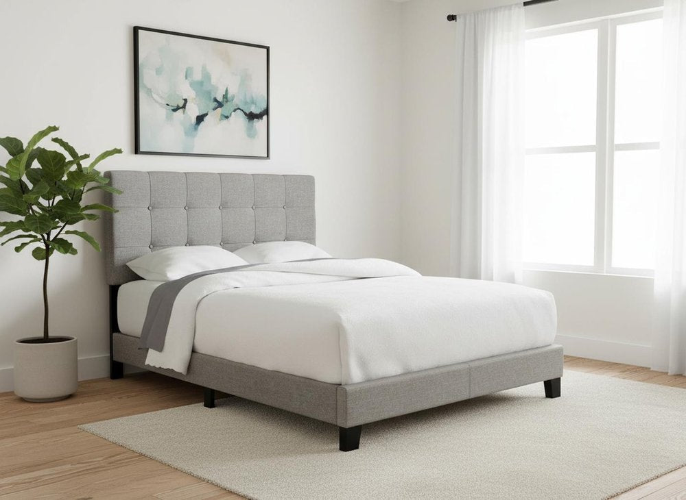 Beige Full Tufted Upholstered Bed Frame HomeRoots