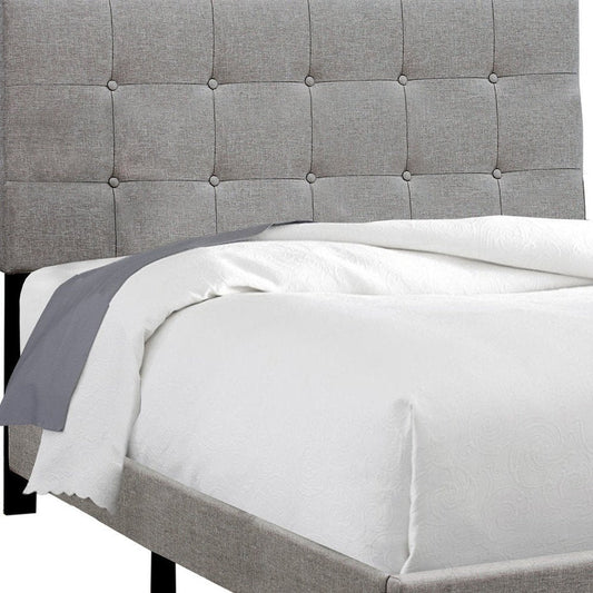 Gray Solid and Manufactured Wood Full Upholstered Linen Bed Frame HomeRoots