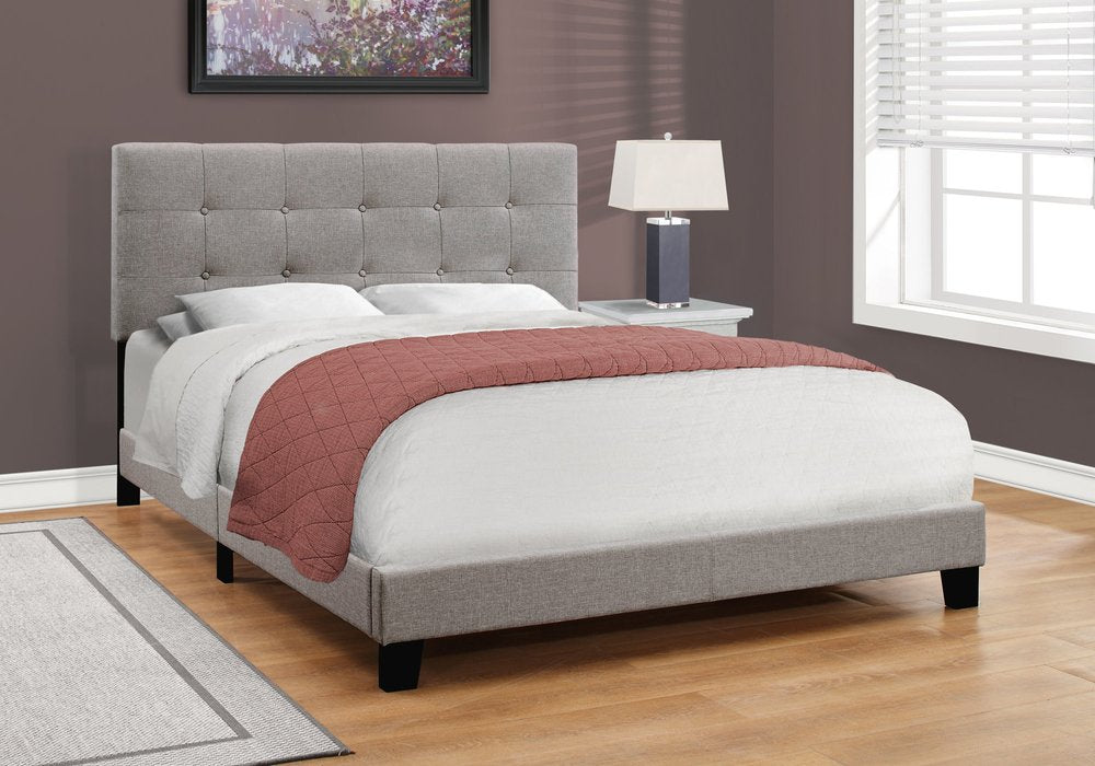 Gray Queen Tufted Upholstered Bed Frame HomeRoots
