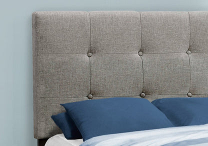 Gray Twin Tufted Upholstered Linen Bed Frame with Nailhead Trim HomeRoots