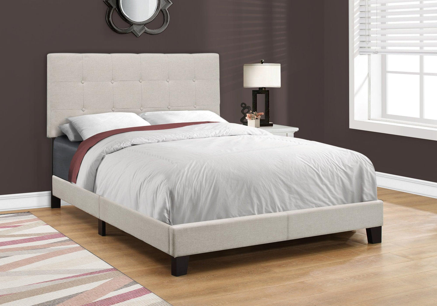 Full Size Grey Linen Bed - FurniFindUSA