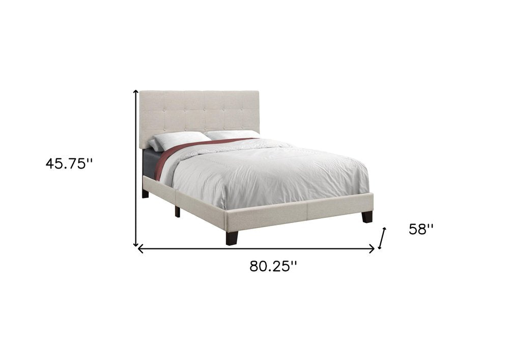 Beige Full Tufted Upholstered Bed Frame HomeRoots