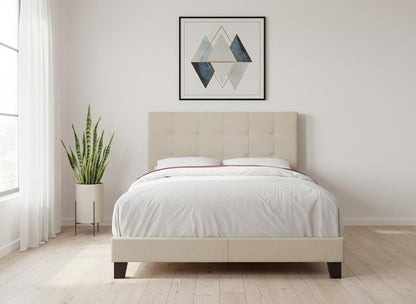 Beige Full Tufted Upholstered Bed Frame HomeRoots