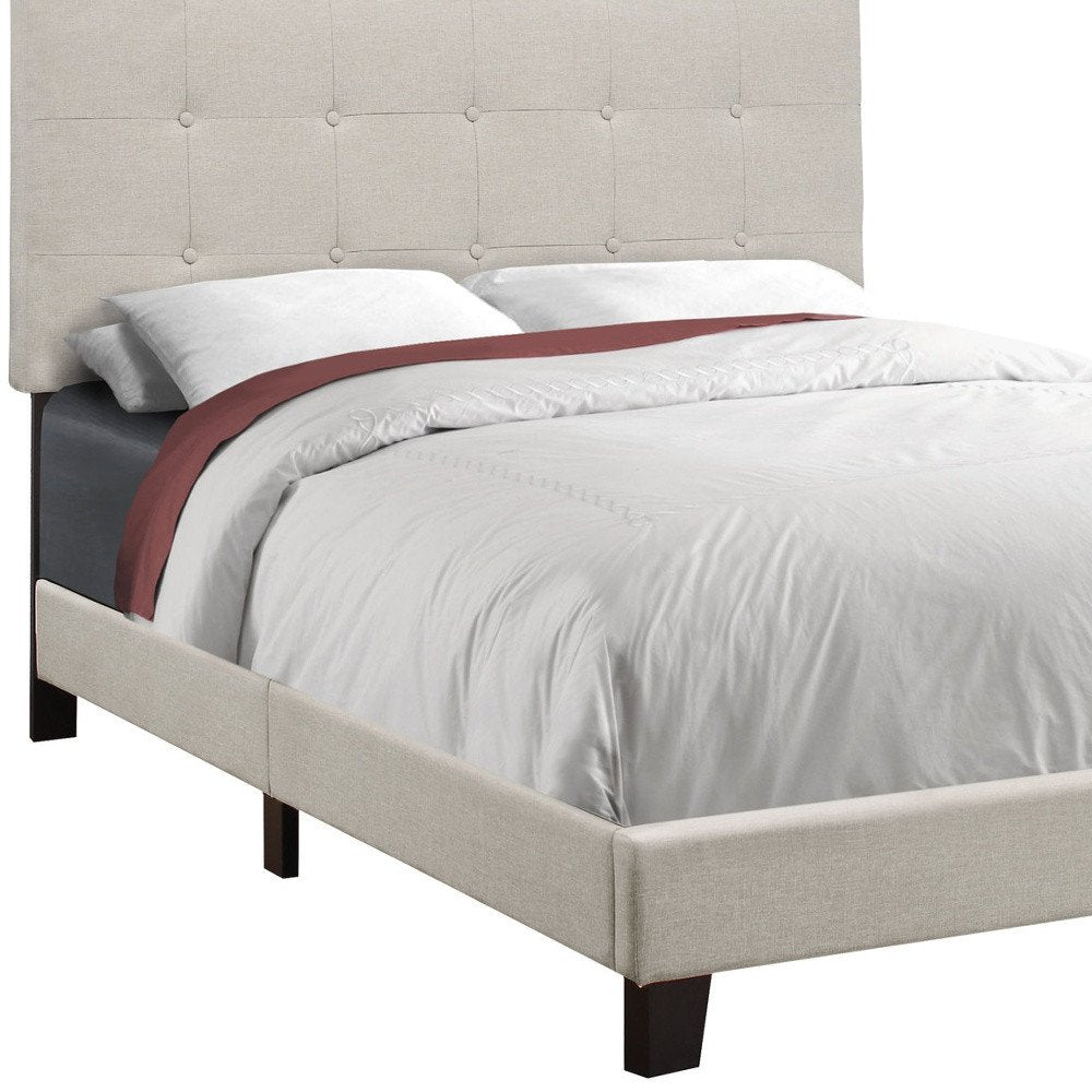 Beige Full Tufted Upholstered Bed Frame HomeRoots
