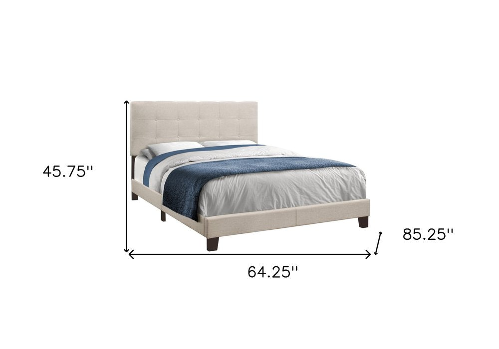 Beige Queen Upholstered Bed Frame HomeRoots