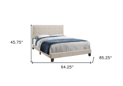Beige Queen Upholstered Bed Frame HomeRoots