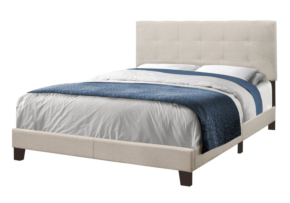 Beige Queen Upholstered Bed Frame HomeRoots