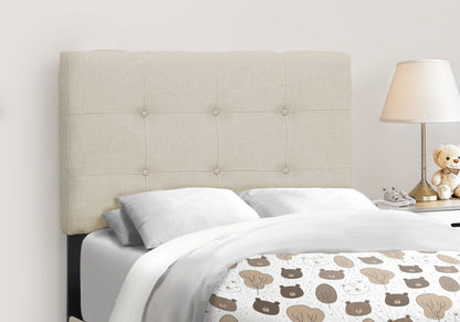 Gray Twin Tufted Upholstered Linen Bed Frame with Nailhead Trim HomeRoots