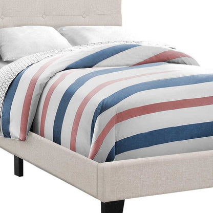 Gray Twin Tufted Upholstered Linen Bed Frame with Nailhead Trim HomeRoots