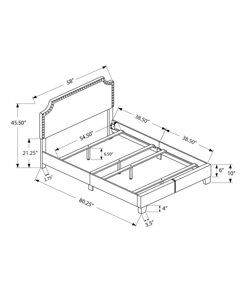 Gray Solid and Manufactured Wood Full Upholstered Faux Leather Bed Frame HomeRoots