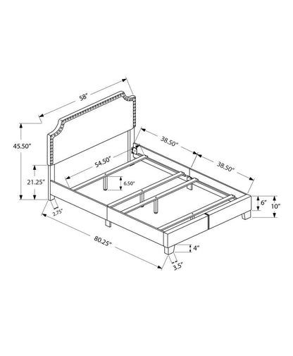 Gray Solid and Manufactured Wood Full Upholstered Faux Leather Bed Frame HomeRoots