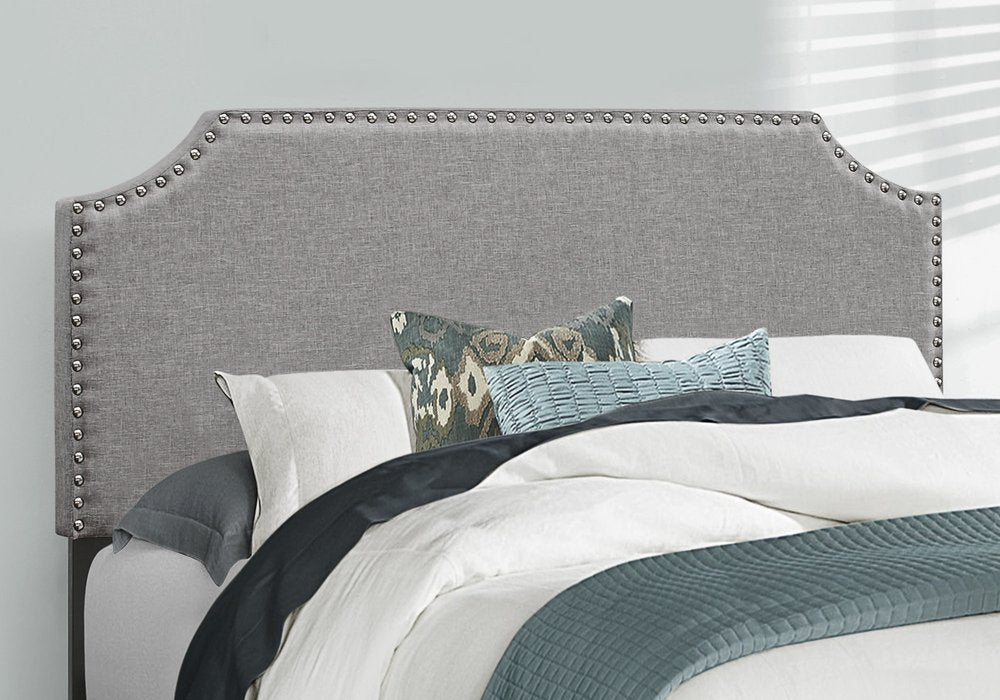 Gray Solid and Manufactured Wood Full Upholstered Faux Leather Bed Frame HomeRoots