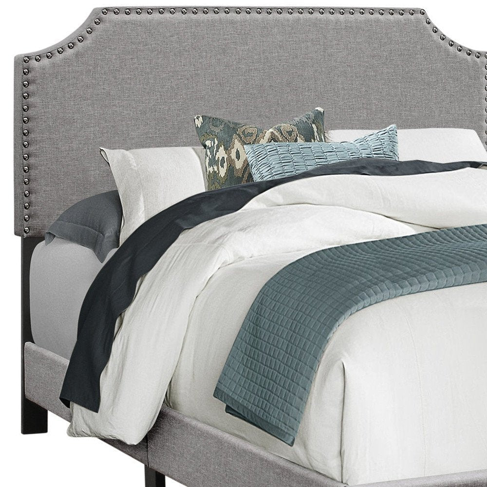 Gray Solid and Manufactured Wood Full Upholstered Faux Leather Bed Frame HomeRoots