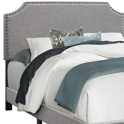 Gray Solid and Manufactured Wood Full Upholstered Faux Leather Bed Frame HomeRoots