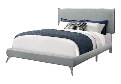 White Solid Wood Queen Upholstered Linen Bed Frame HomeRoots