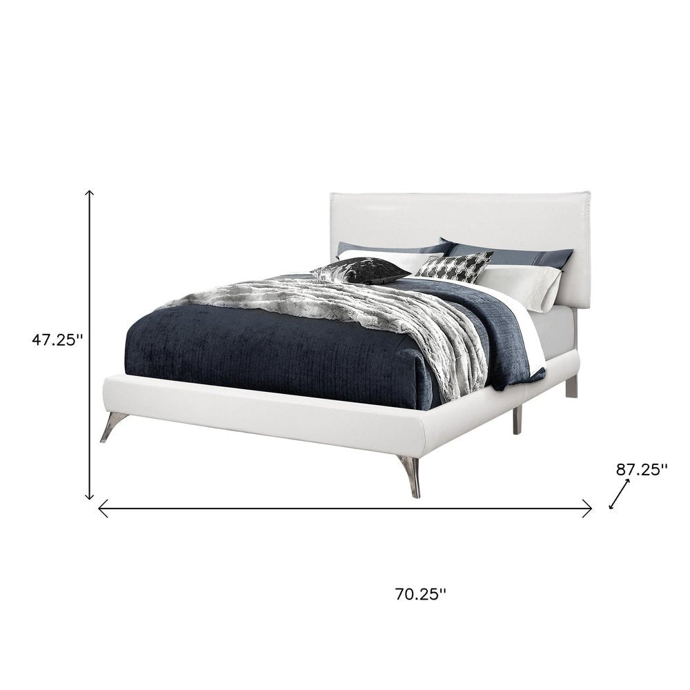 Gray Solid Wood Queen Upholstered Linen Bed Frame with Nailhead Trim HomeRoots