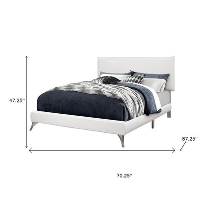 Gray Solid Wood Queen Upholstered Linen Bed Frame with Nailhead Trim HomeRoots